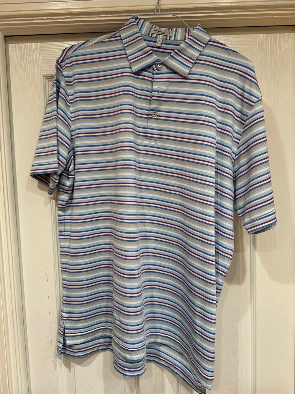 Peter Millar Light Blue Multi-Stripe Polo